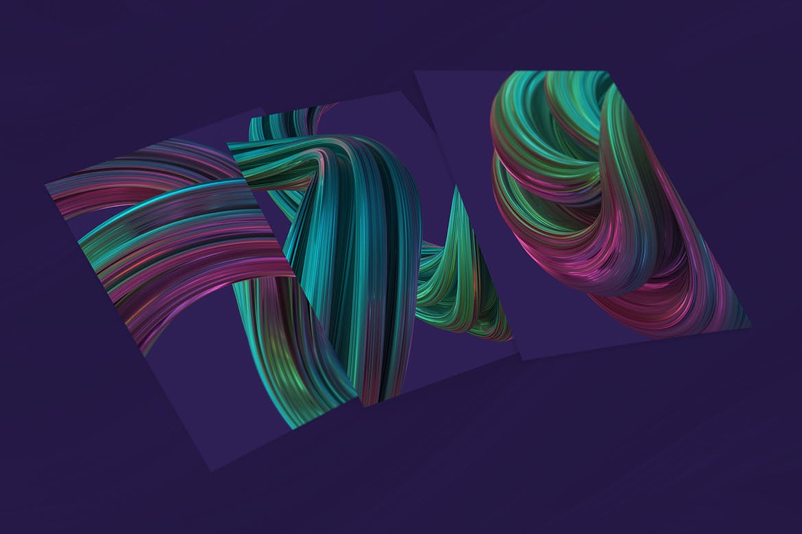 扭曲形状抽象3D渲染多彩背景 Abstract 3D Rendering of Twisted Shapes – Colorful 图片素材 第2张