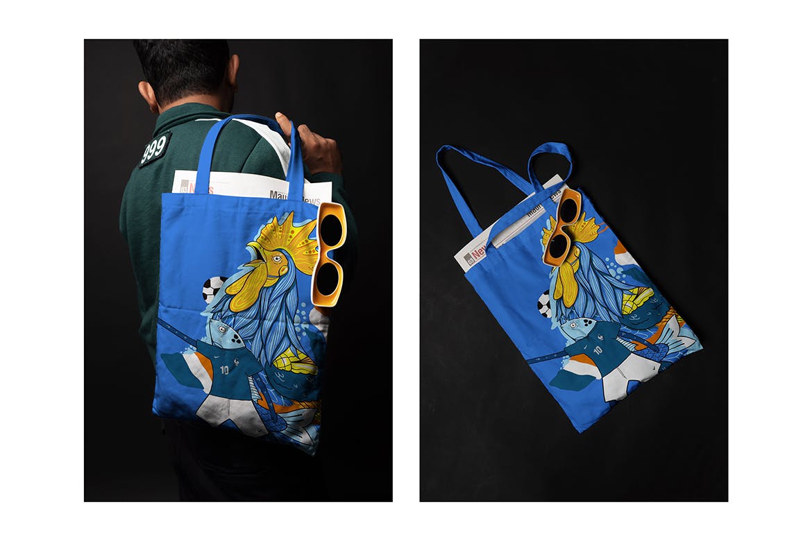 垂直逼真的购物手提袋设计样机 Vertical Realistic Tote Bag Mockup 样机素材 第3张