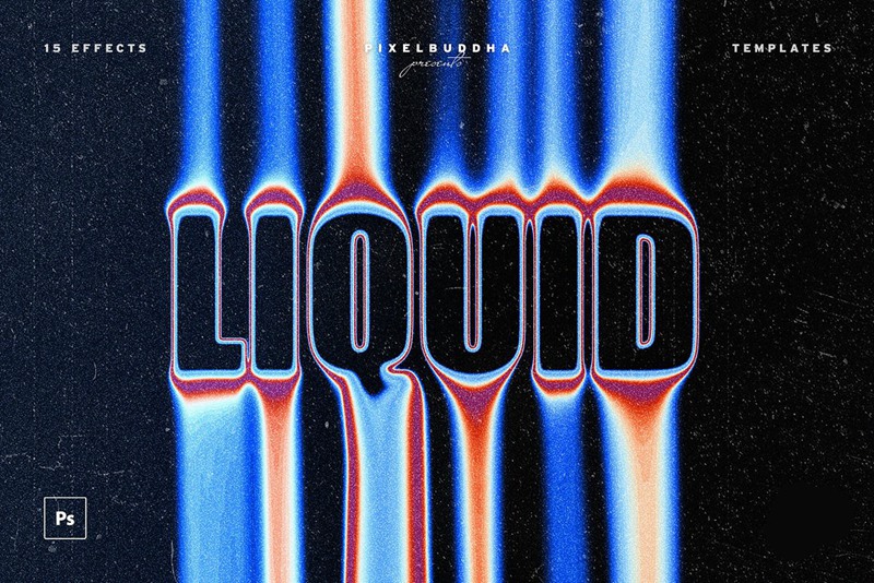 迷幻视觉酸性复古液体艺术音乐海报封面融化文字效果 Liquid Text Effects Collection 设计素材 第1张