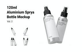 铝制喷雾瓶包装设计样机图psd模板 Aluminum Spray Bottle Mockup Vol.2