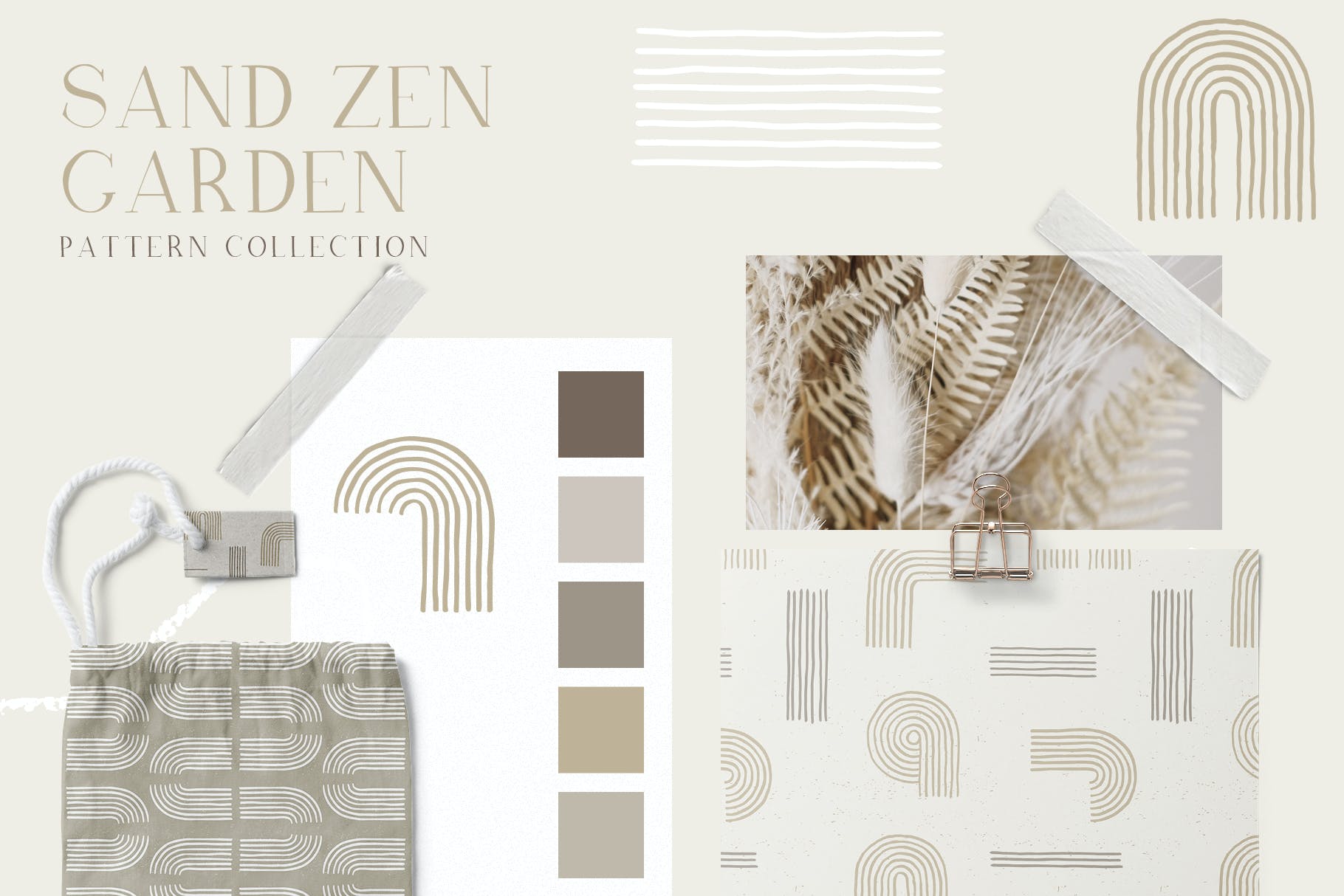 沙禅园几何形状无缝图案 Sand Zen Garden – Seamless Patterns 图片素材 第2张