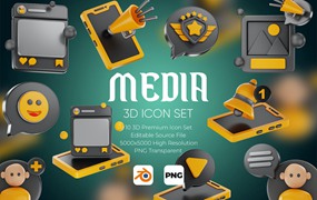 多媒体3D图标集 Media 3D Icon Set