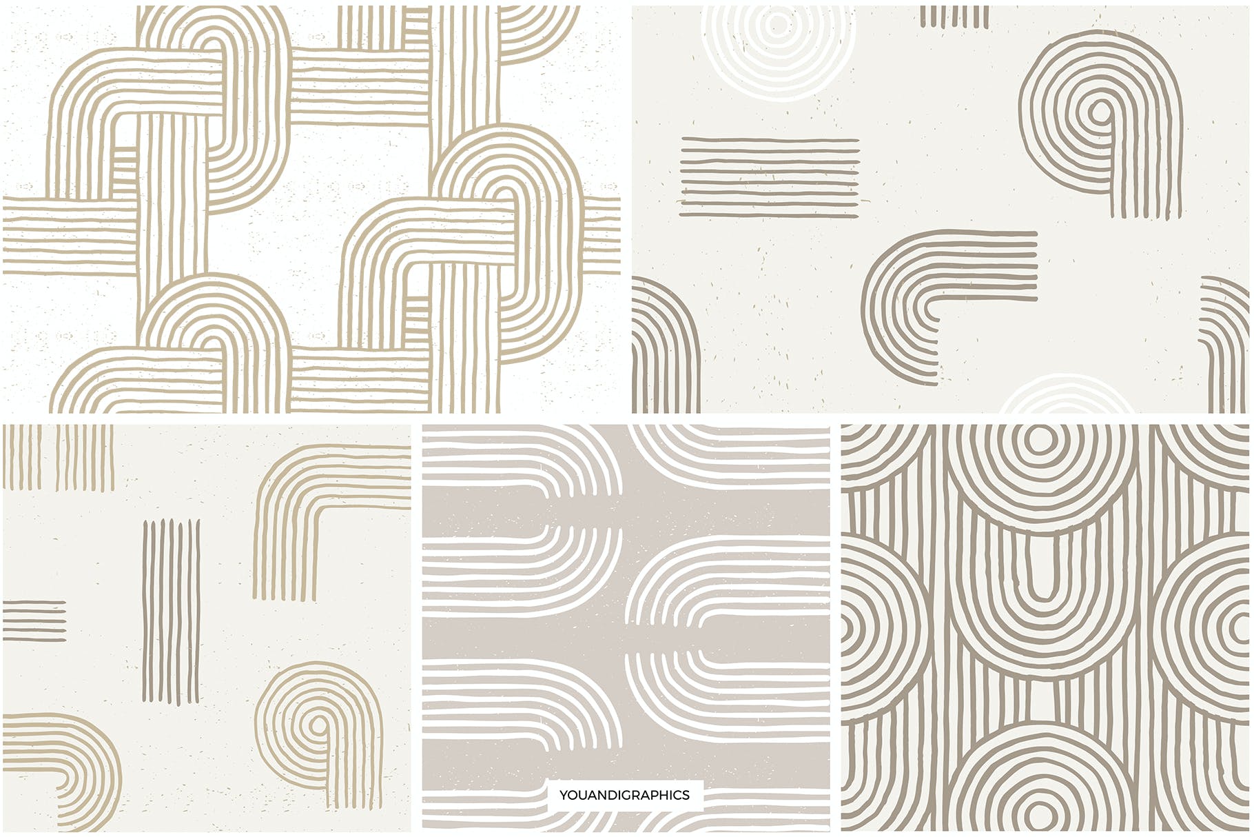 沙禅园几何形状无缝图案 Sand Zen Garden – Seamless Patterns 图片素材 第11张