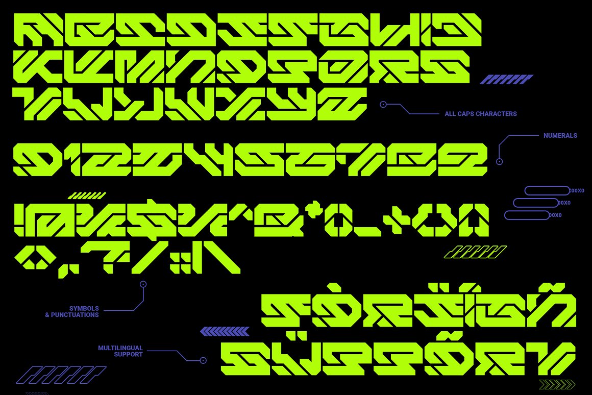 未来工业机械赛博科幻机甲海报标题LOGO设计英文字体安装包 Aero Flux | Modern Cyber Mecha Font 设计素材 第4张