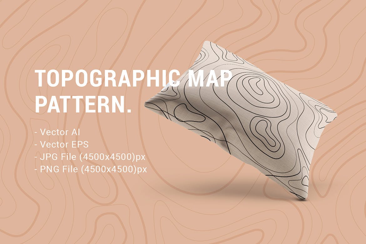 地貌地形无缝装饰图案 Seamless Pattern Topographic Map 图片素材 第1张