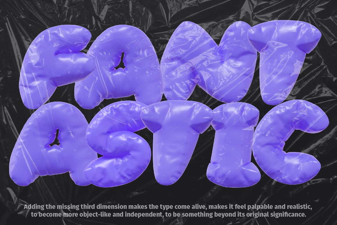 240多个趣味卡通3D渲染Y2K铝箔质感金属气球镀铬英文字母PNG元素设计套装 3D Inflated Type – Letters Numbers . 第2张