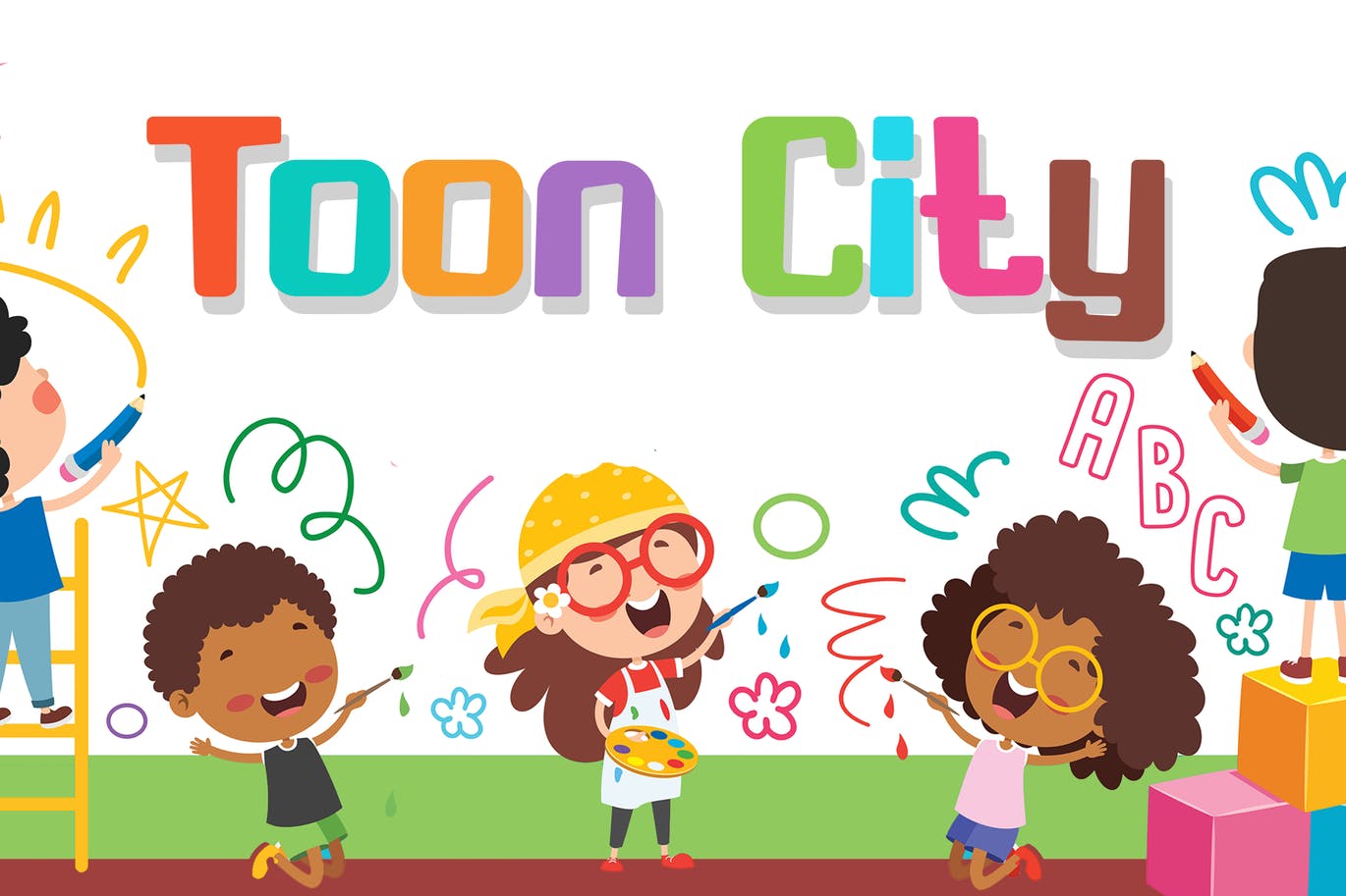 儿童卡通书籍无衬线字体素材 Toon City – Kids Font 设计素材 第1张