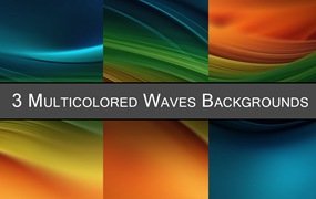 多彩的波浪纹理背景合集 Multicolored Waves Background Set
