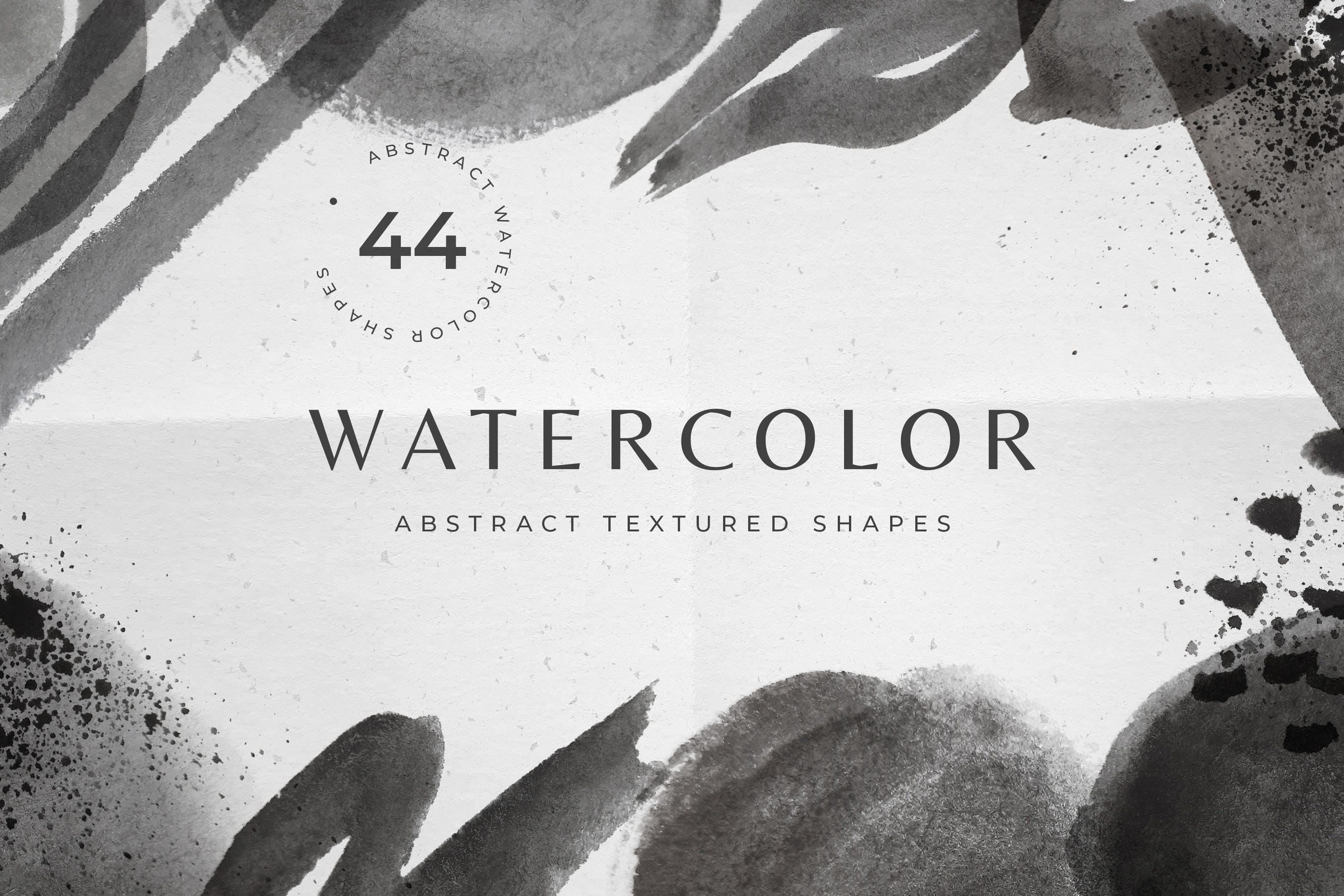 黑白水彩抽象形状纹理 Black & White Watercolor Shapes 图片素材 第1张