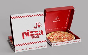 披萨盒外卖包装设计样机图 Pizza Box Mockup