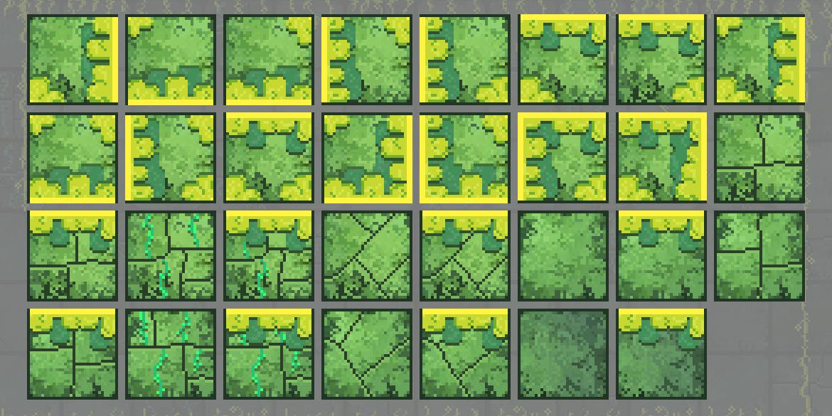 丛林废墟像素游戏瓷砖方块图案 Jungle Ruins Pixel Game Tiles 图片素材 第5张