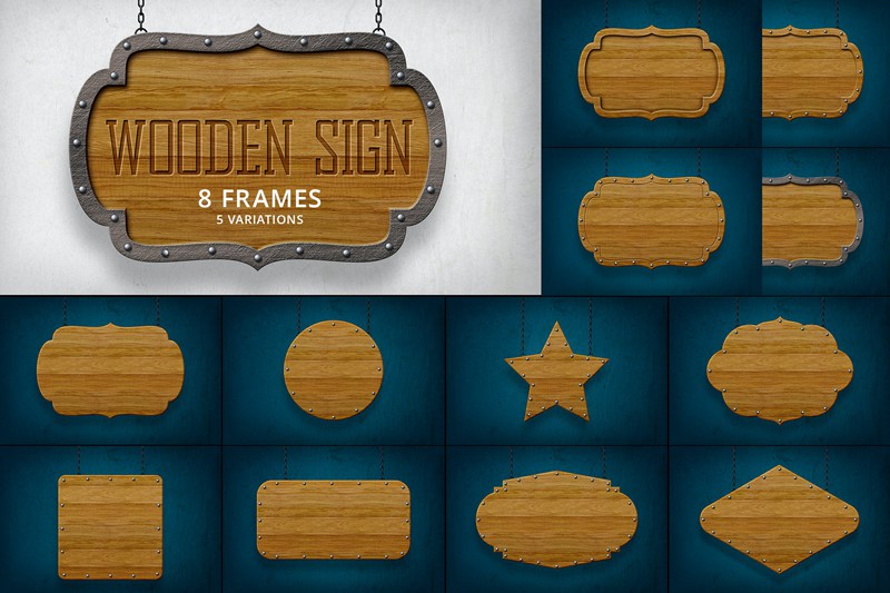复古木牌/木框背景素材 Wooden Sign / Wooden Frames 图片素材 第1张