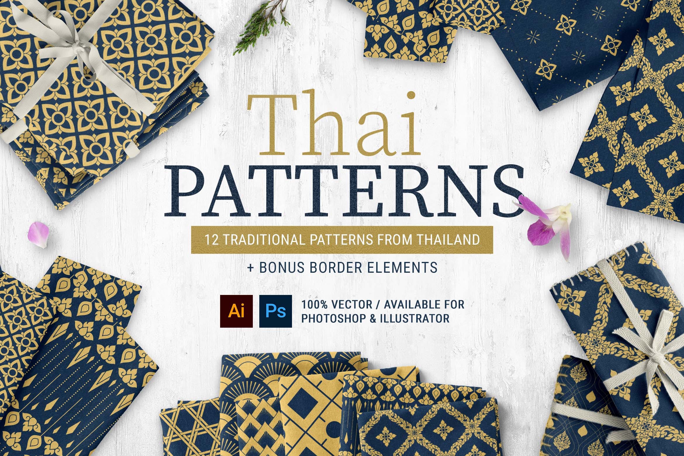 泰国文化无缝图案集合 Thai Patterns Collection 图片素材 第1张