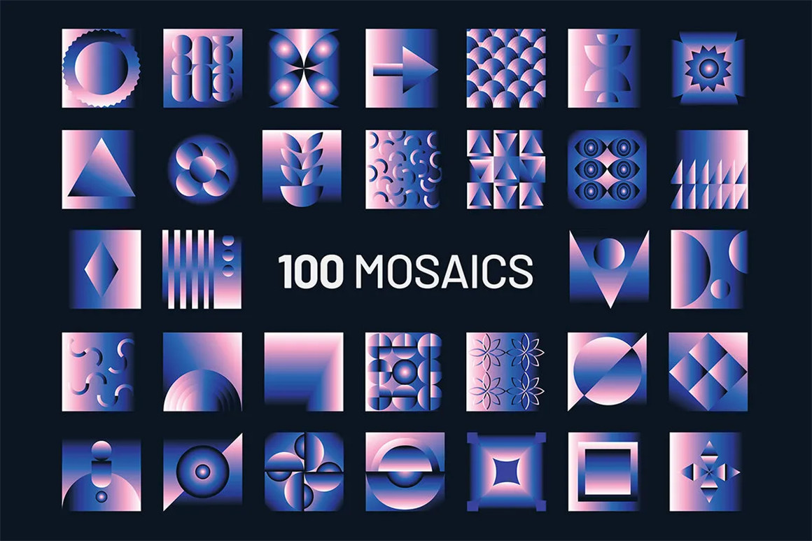 200个时尚抽象艺术马赛克渐变几何图形印花图案AI设计素材源文件 Gradient Geometric Mosaics by Design Essense . 第6张