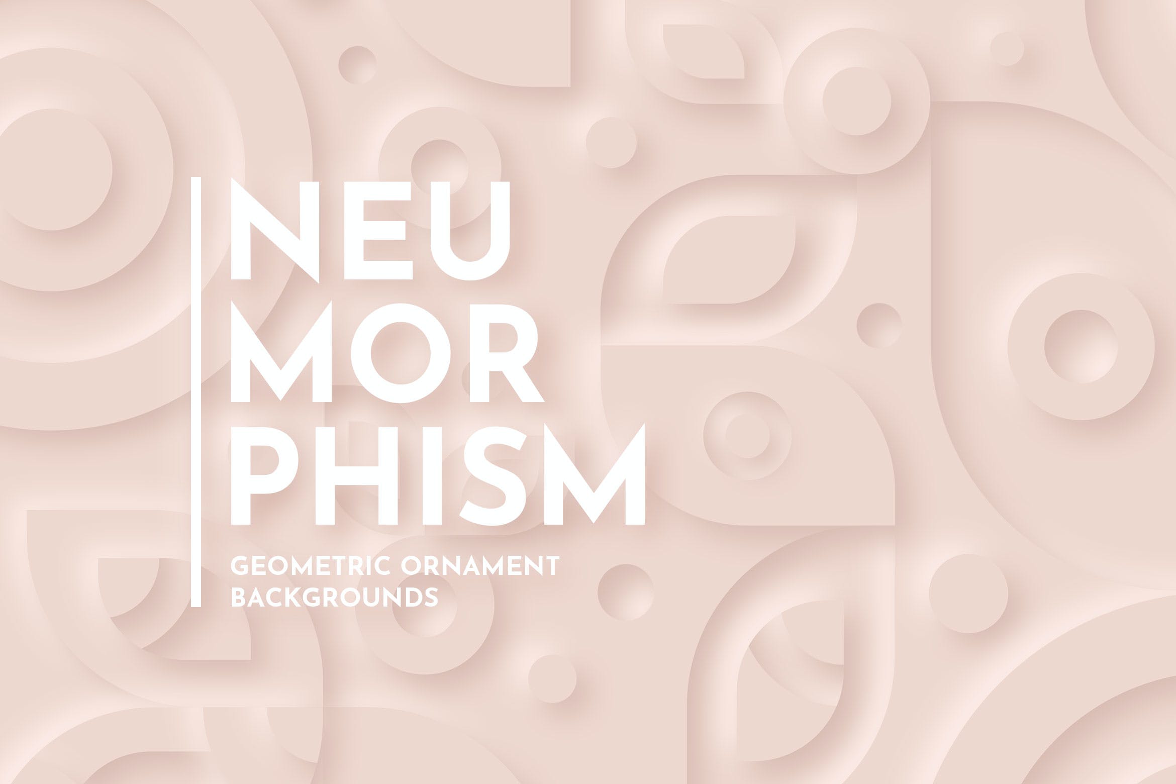 Neumorphism新拟物风格极简几何装饰背景合集 Neumorphism – Geometric Ornament Background Set 图片素材 第1张