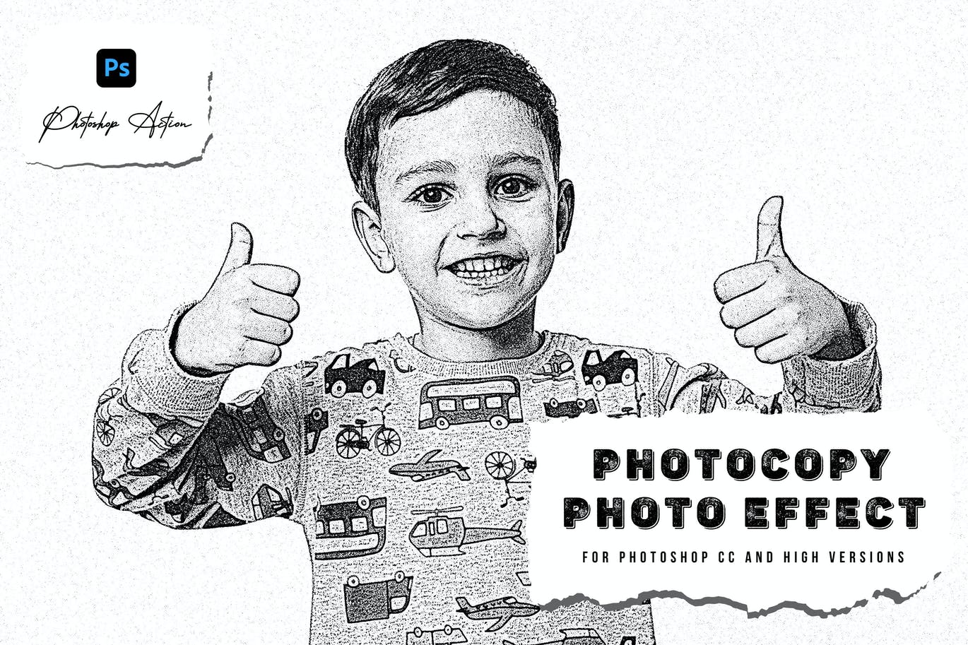 影印打印照片效果PS动作 Photocopy Photo Effect Photoshop Action 插件预设 第1张