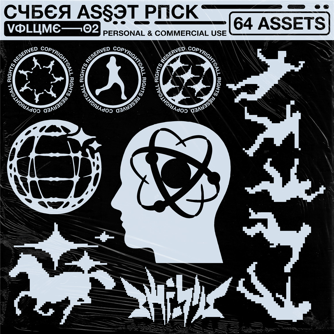 潮流嘻哈酸性赛博朋克服装印花图案logo徽标图标矢量图形设计素材 Cyber Icon Pack [Volume_02] 图标素材 第1张