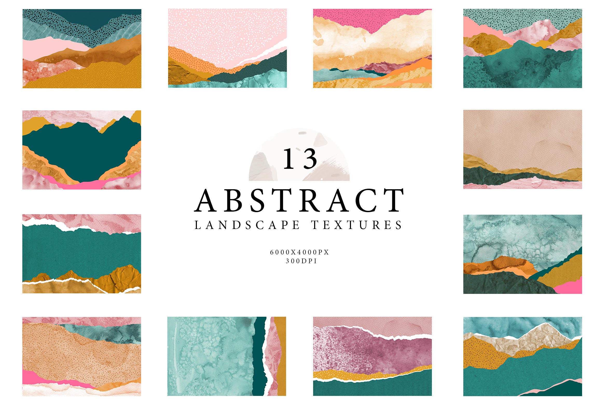 抽象风景拼贴纹理 Abstract Landscape Collage Textures 图片素材 第1张