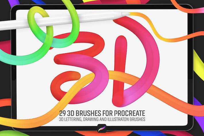 3D效果Procreate笔刷素材 3D Brushes: Procreate 笔刷资源 第1张