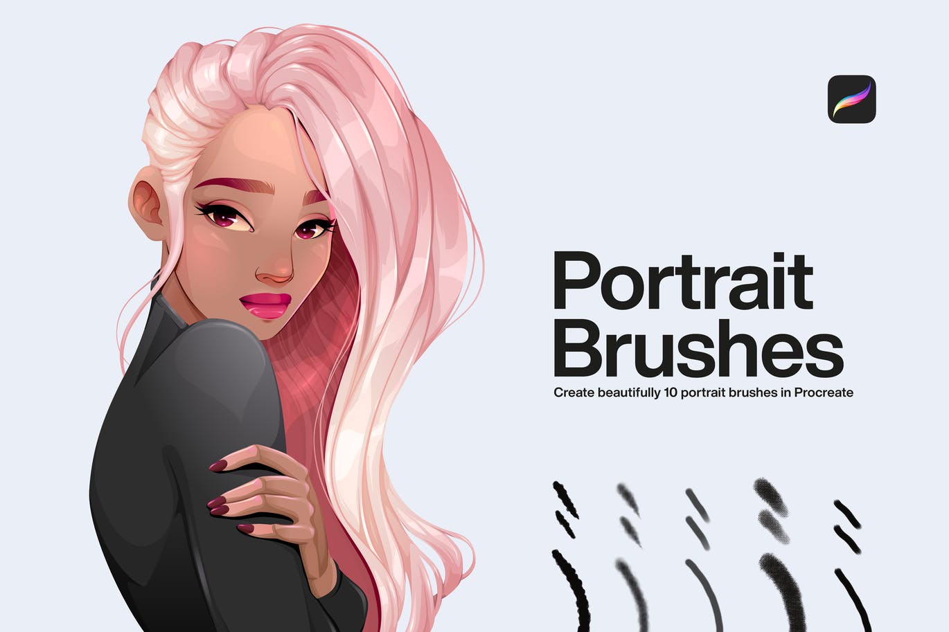 10个iPad专用肖像Procreate笔刷素材 10 Portrait Brushes Procreate 笔刷资源 第1张