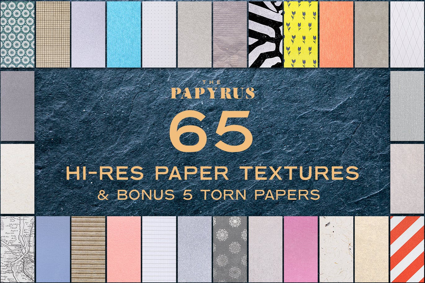 65个莎草纸纸张纹理合集 The Papyrus – 65 Paper Textures 图片素材 第2张
