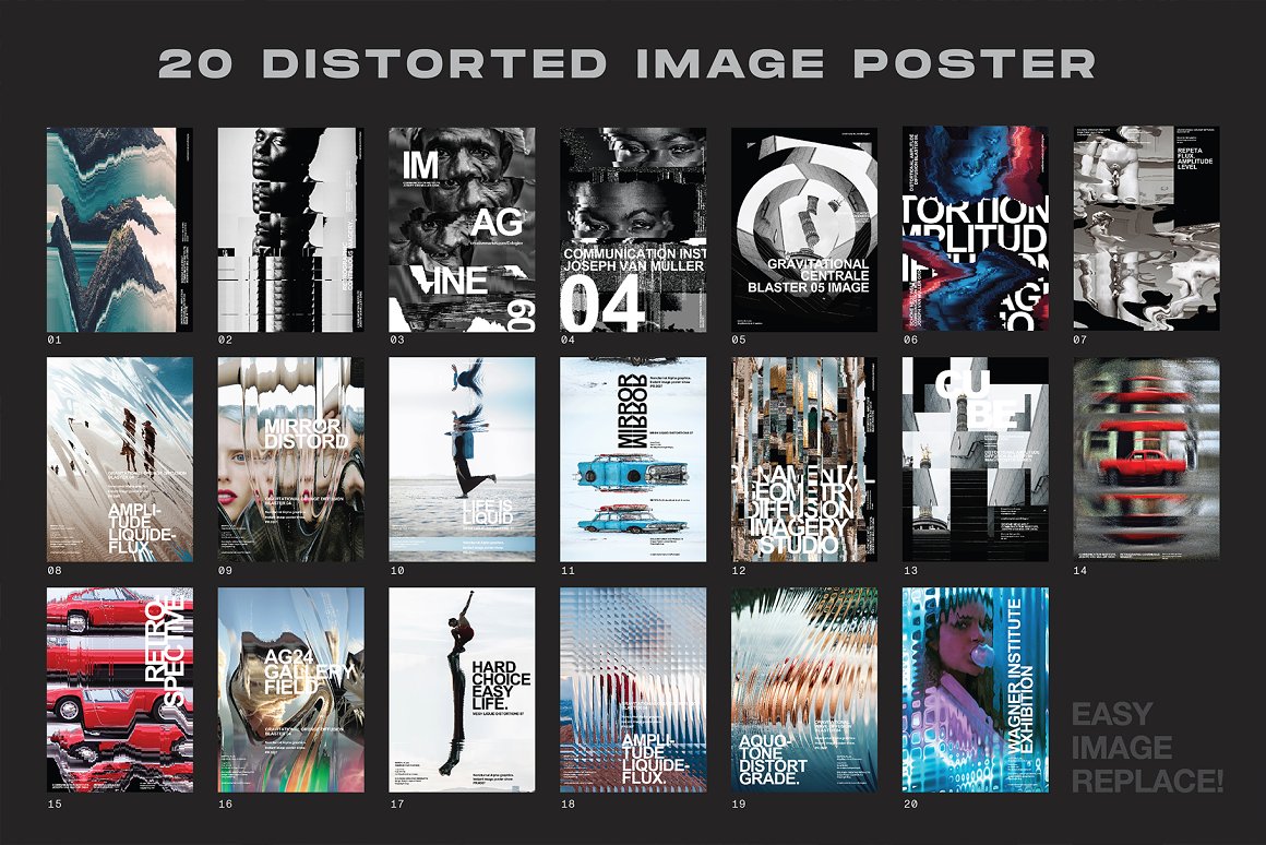 20个抽象扭曲故障主视觉海报图片设计效果PSD样式模板 Evlogiev – Distort Image Poster 样机素材 第3张