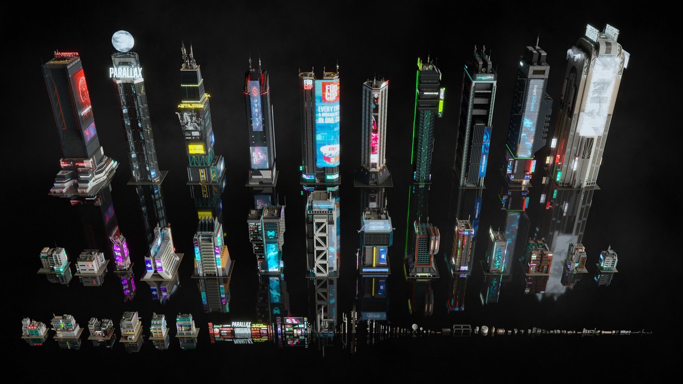 Kitbash3d 彩虹全息赛博朋克工业风未来主义科幻城市金属3D模型包 Cyberpunk 2022 影视音频 第2张