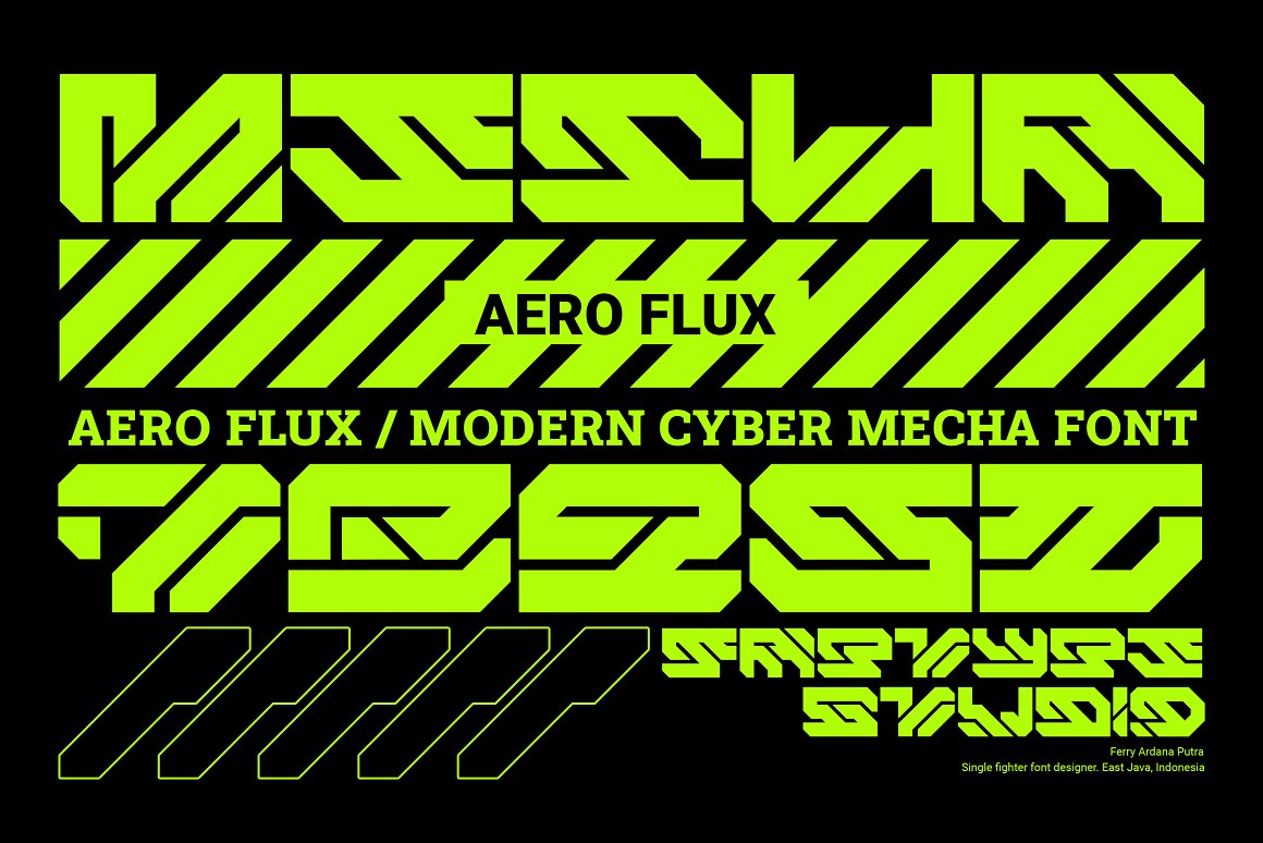 未来工业机械赛博科幻机甲海报标题LOGO设计英文字体安装包 Aero Flux | Modern Cyber Mecha Font 设计素材 第1张