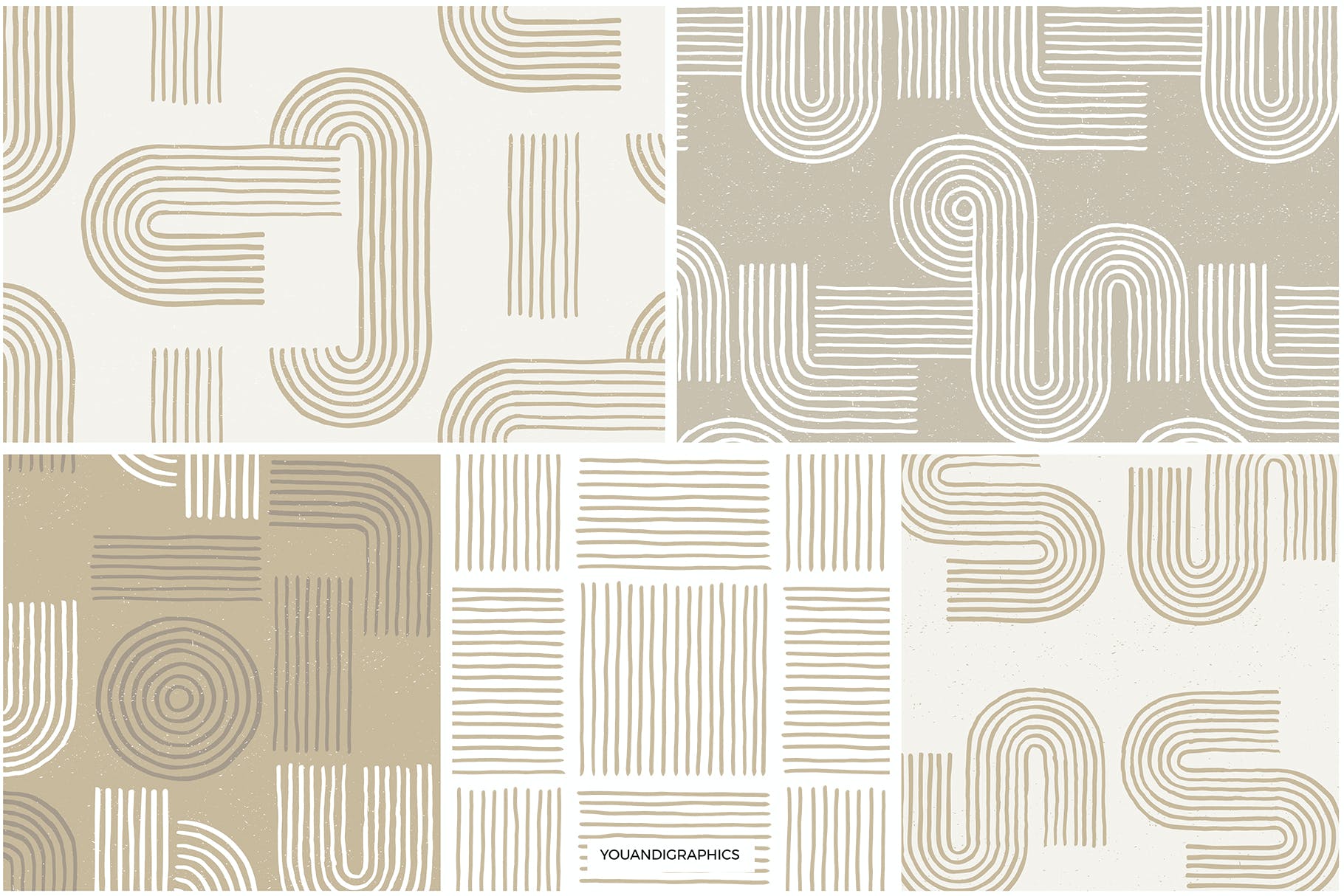 沙禅园几何形状无缝图案 Sand Zen Garden – Seamless Patterns 图片素材 第7张