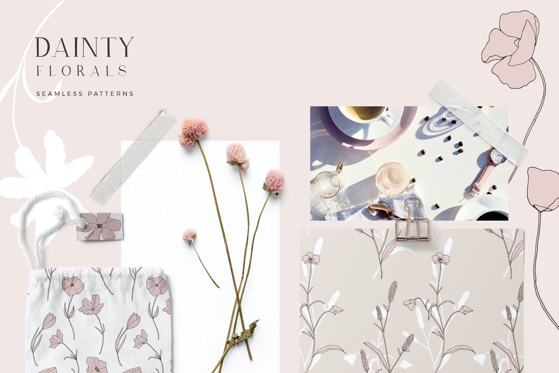 精美的花卉图案和元素 Dainty Floral Patterns & Elements 图片素材 第2张