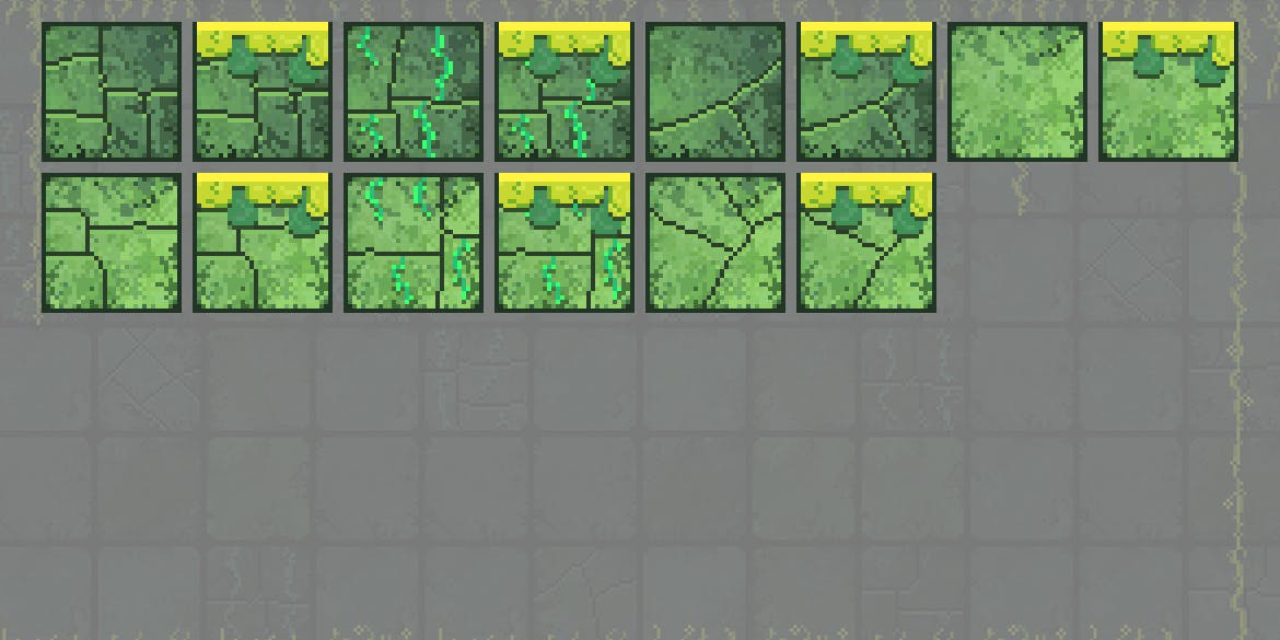 丛林废墟像素游戏瓷砖方块图案 Jungle Ruins Pixel Game Tiles 图片素材 第6张