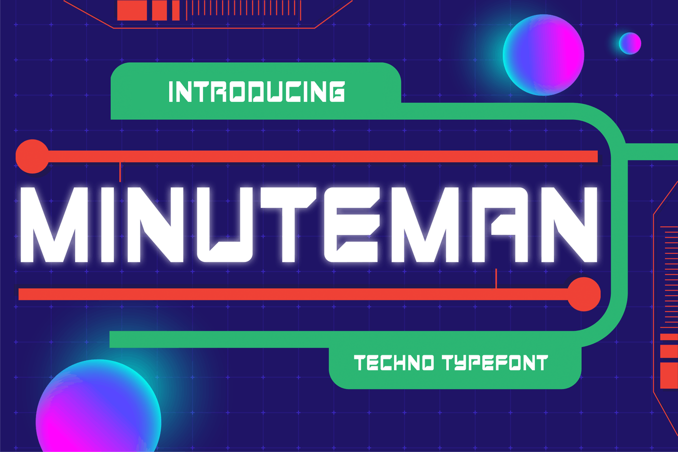 未来主题科技无衬线字体素材 Minuteman – Futuristic Techno Font 设计素材 第1张