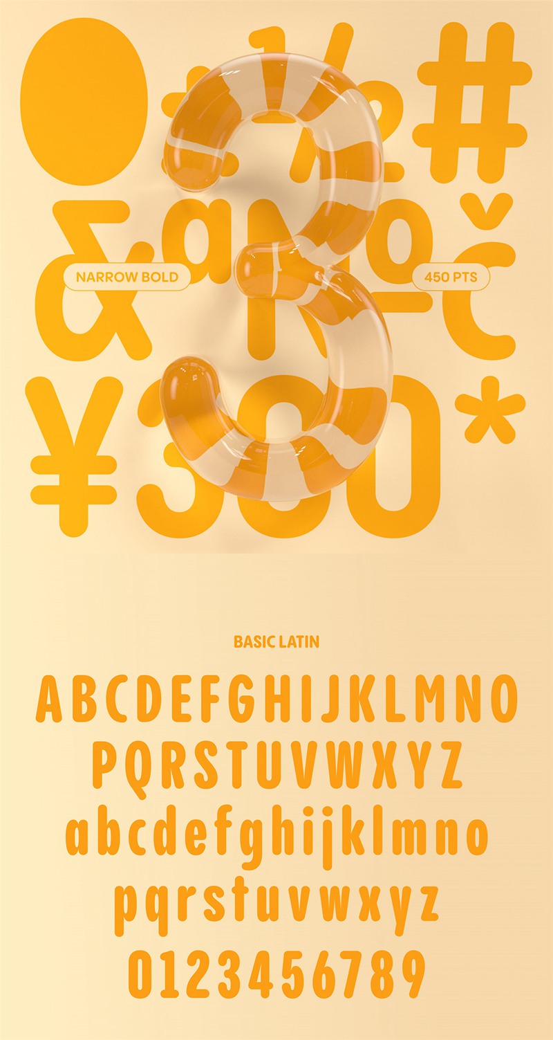 富有乐趣俏皮圆润的几何演示英文字体家族全套下载 Pangram Sans Rounded 设计素材 第10张