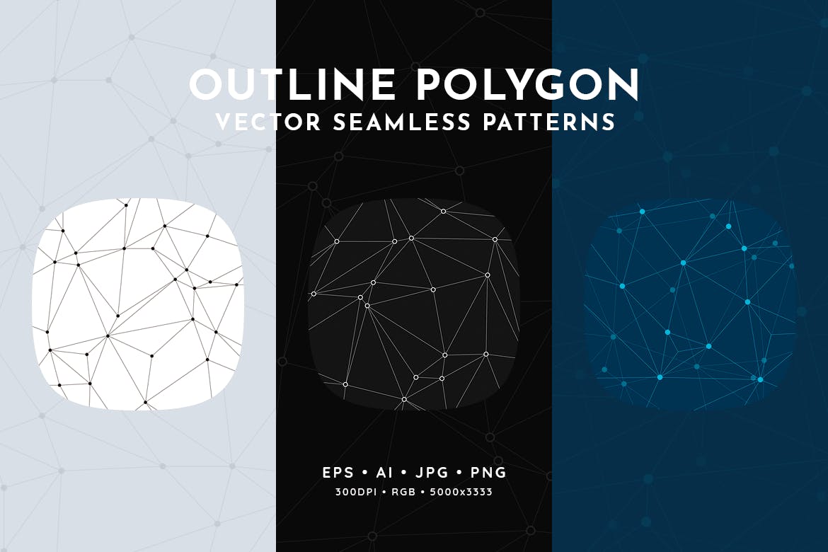 粒子连接无缝多边形图案 Polygon with Connected Particles Seamless Patterns 图片素材 第5张