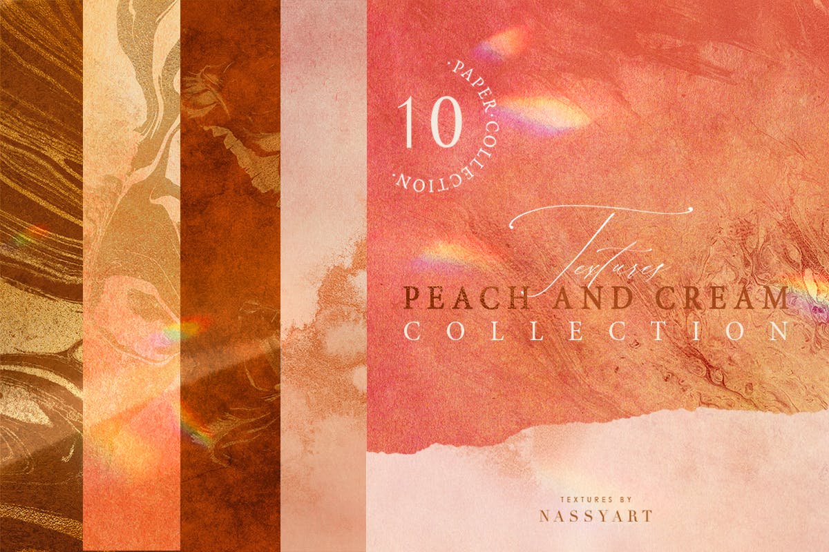 10种桃色和奶油质地纹理v1 10 Peach and Cream Textures Part1 图片素材 第1张