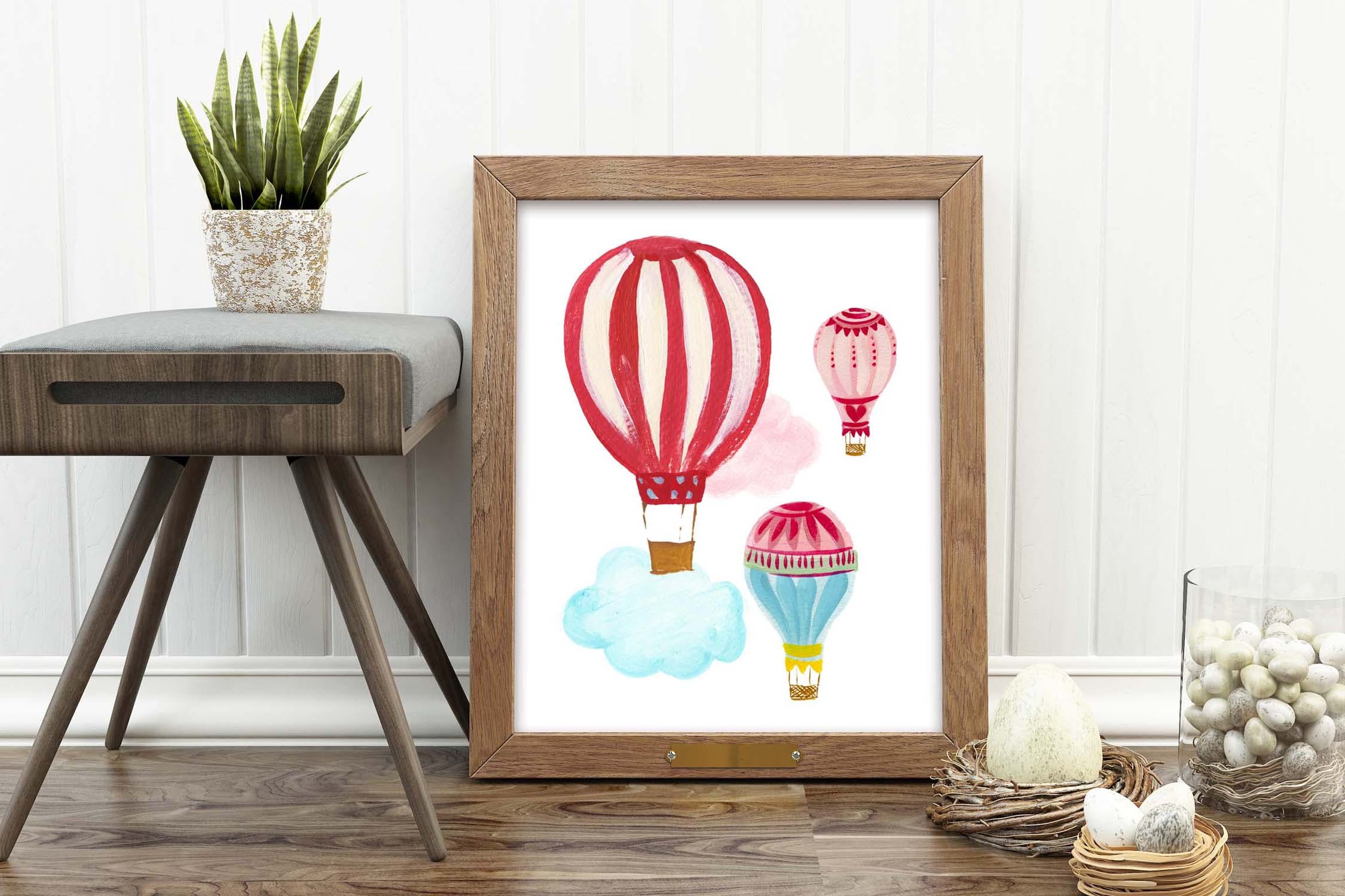热气球剪贴画和图案集 Hot Air Balloons clipart & pattern set 图片素材 第5张