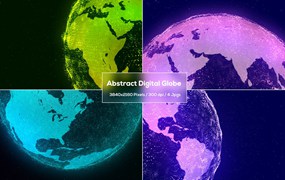 多彩抽象数字地球背景 Abstract Digital Globe