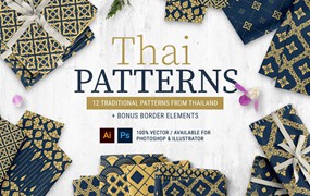 泰国文化无缝图案集合 Thai Patterns Collection