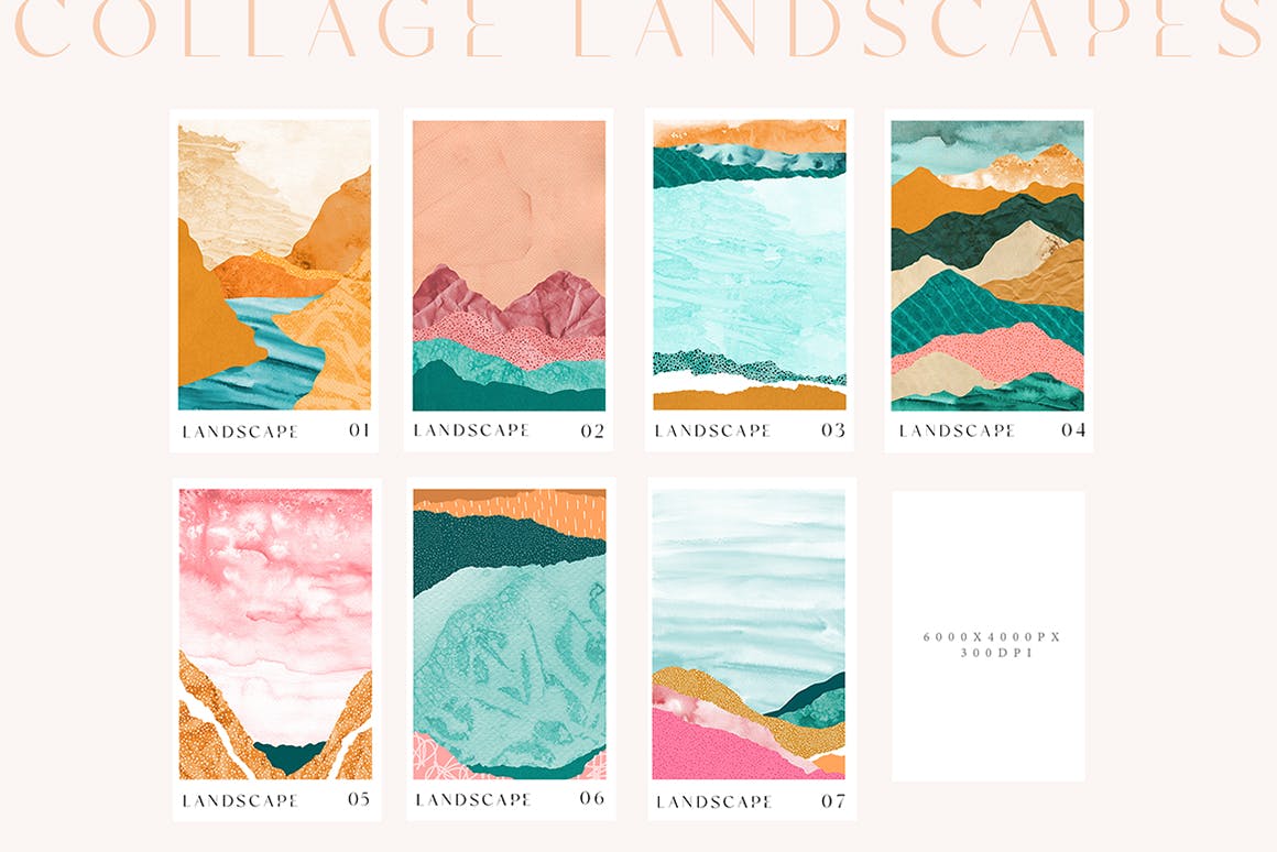 拼贴山峰景观纹理素材 Collage Landscape Textures 图片素材 第2张