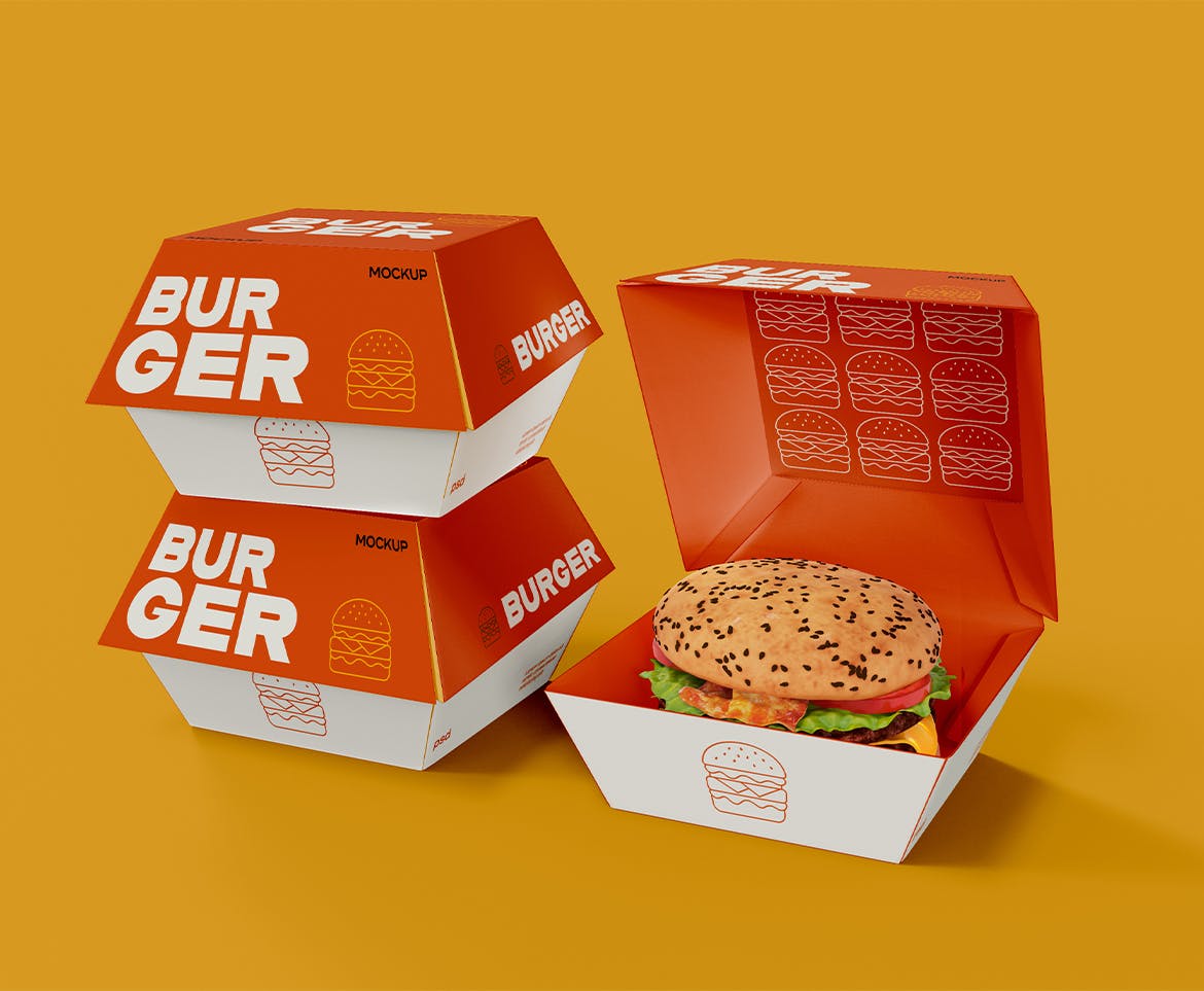 汉堡盒包装设计样机图 Fast Food Mockup 样机素材 第3张