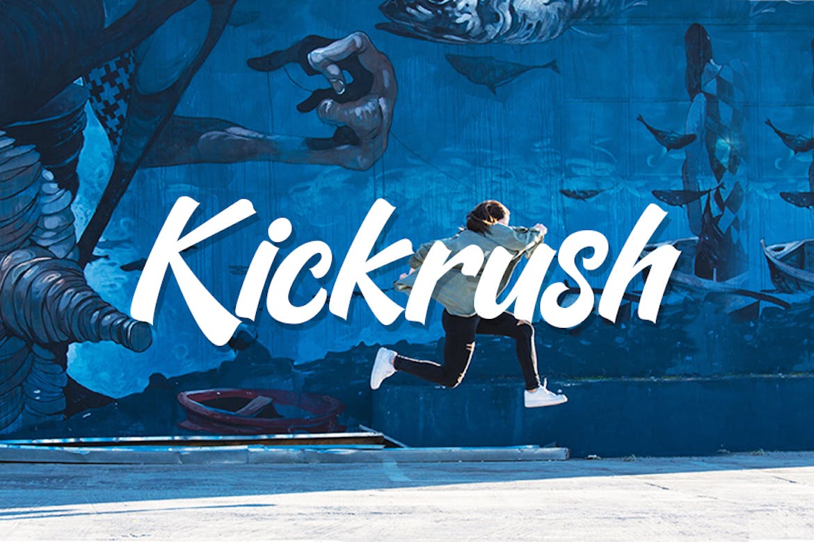 具有前卫字符的现代手写字体设计 Kickrush – Sport Handwritten Font 设计素材 第1张