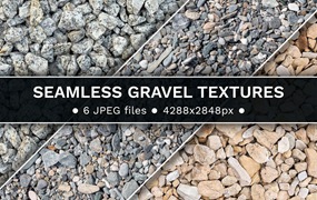6个碎石石头无缝纹理背景套件 Set of 6 seamless gravel textures
