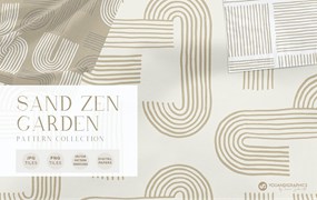 沙禅园几何形状无缝图案 Sand Zen Garden – Seamless Patterns