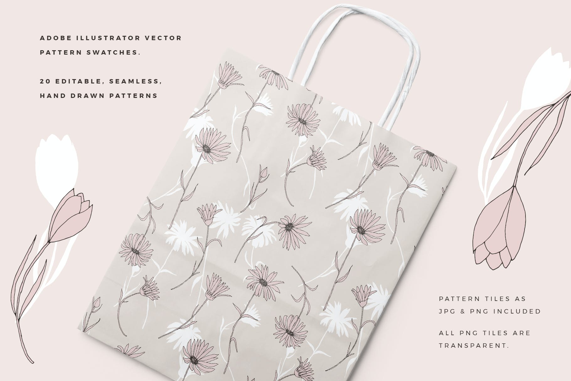 精美的花卉图案和元素 Dainty Floral Patterns & Elements 图片素材 第4张