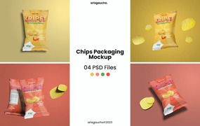薯片食品包装样机图psd模板 Chips Packaging Mockup