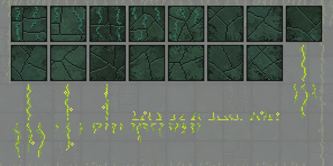 丛林废墟像素游戏瓷砖方块图案 Jungle Ruins Pixel Game Tiles 图片素材 第3张