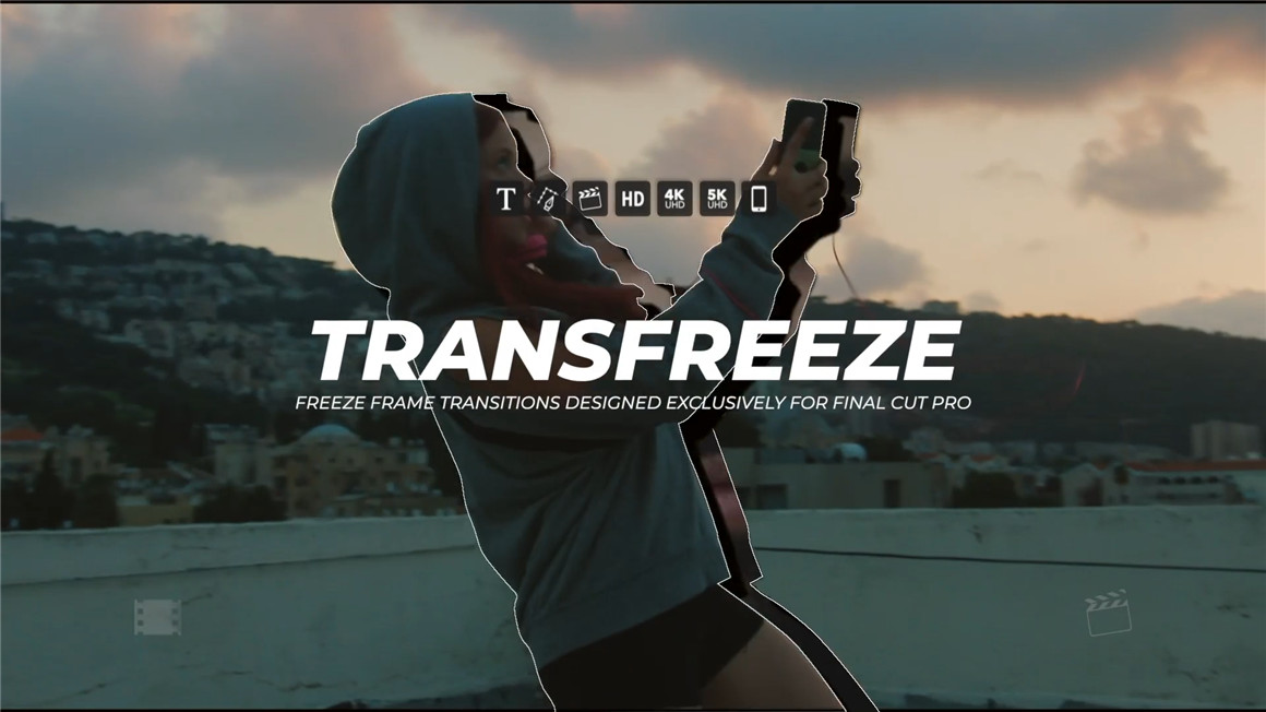 FCPX插件：冻结帧定格切割剪切画面效果转场动画插件 Pixel Film Studios TransFreeze 插件预设 第4张