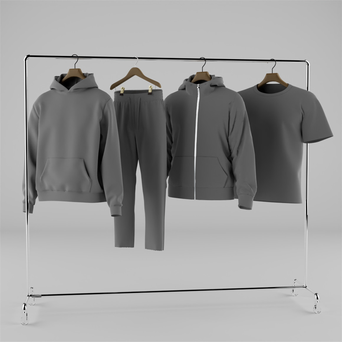 CROMEYARD 逼真高级服饰3D服装展示衣架模型 3D CLOTHING RACK LAYOUT V1 样机素材 第2张