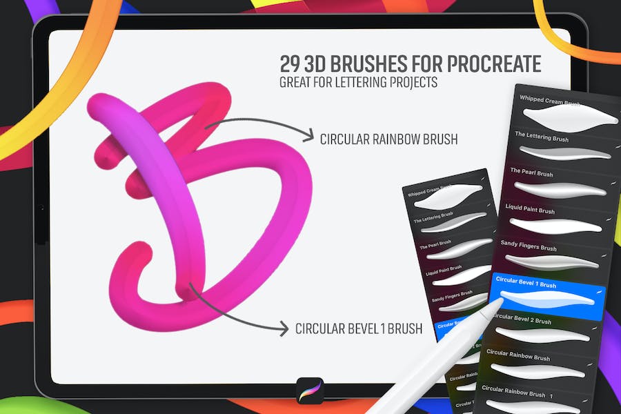 3D效果Procreate笔刷素材 3D Brushes: Procreate 笔刷资源 第4张
