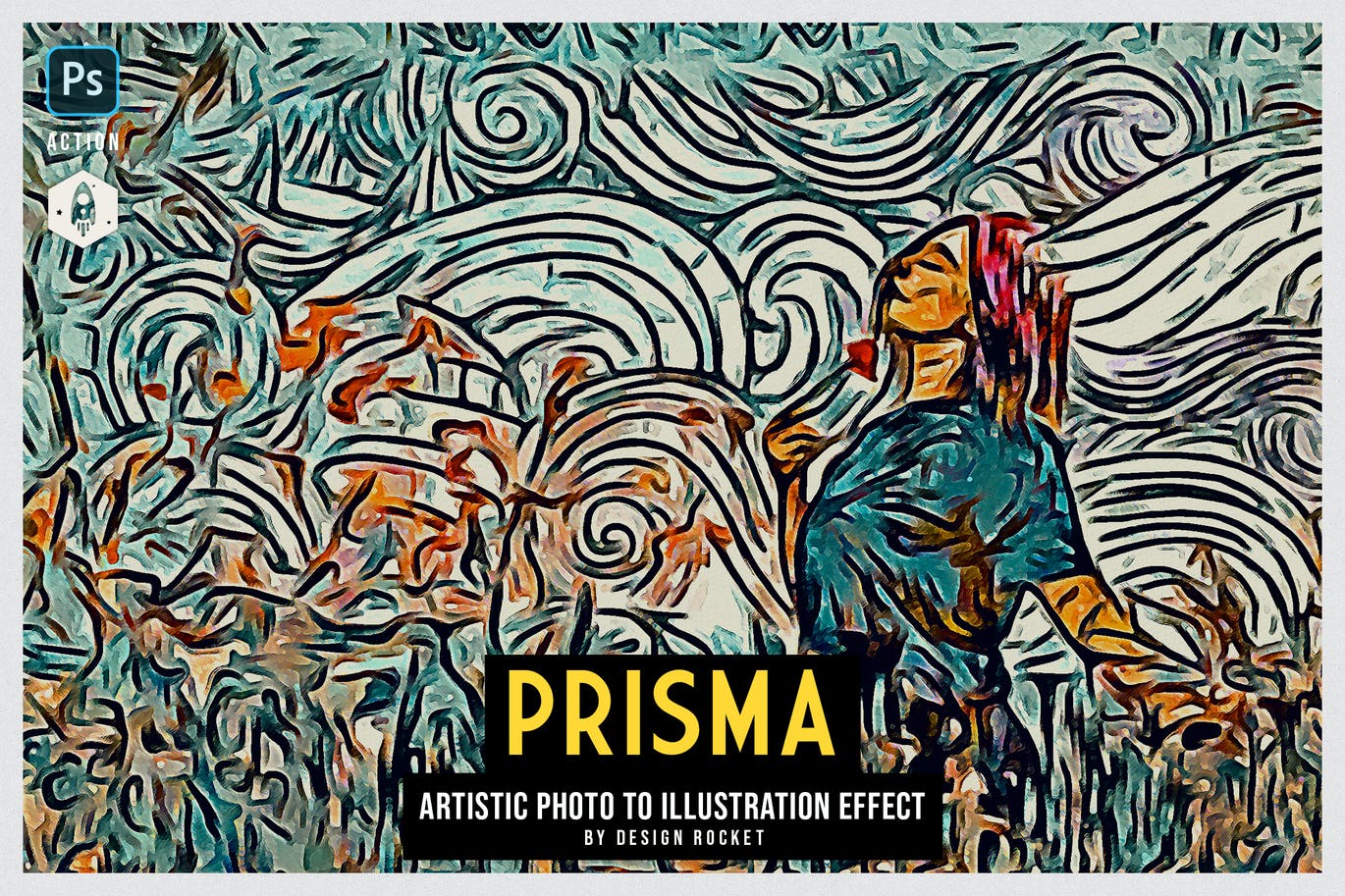 抽象插画效果生成PS动作 PRISMA Photo to Illustration Action for Photoshop 插件预设 第1张